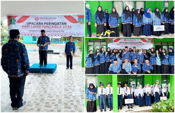 Upacara Peringatan Hari Lahir Pancasila di MTs Negeri 1 Belitung Timur: Kemenag Belitung Timur Tunjukkan Semangat Mengamalkan Nilai Pancasila
